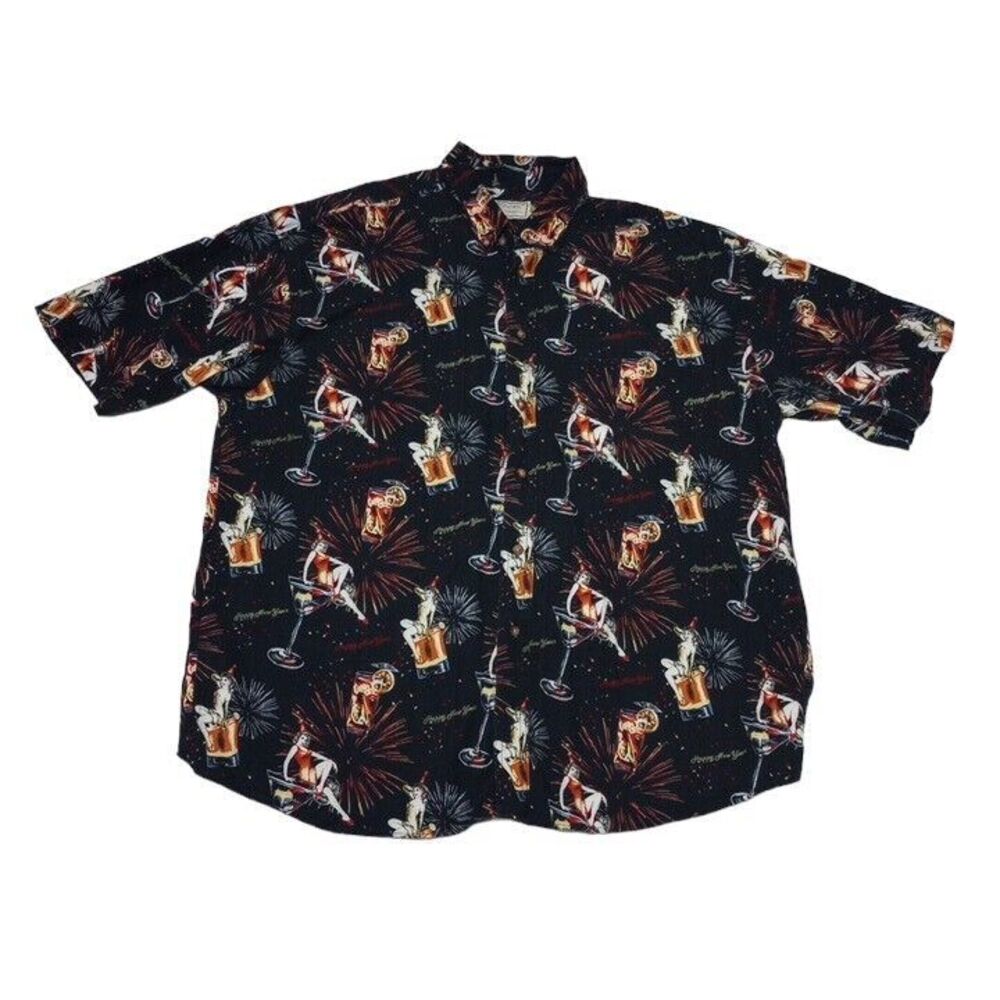 Clearwater Outfitters Men's XL Shirt Happy‎ New Year Drinks Resort Collection